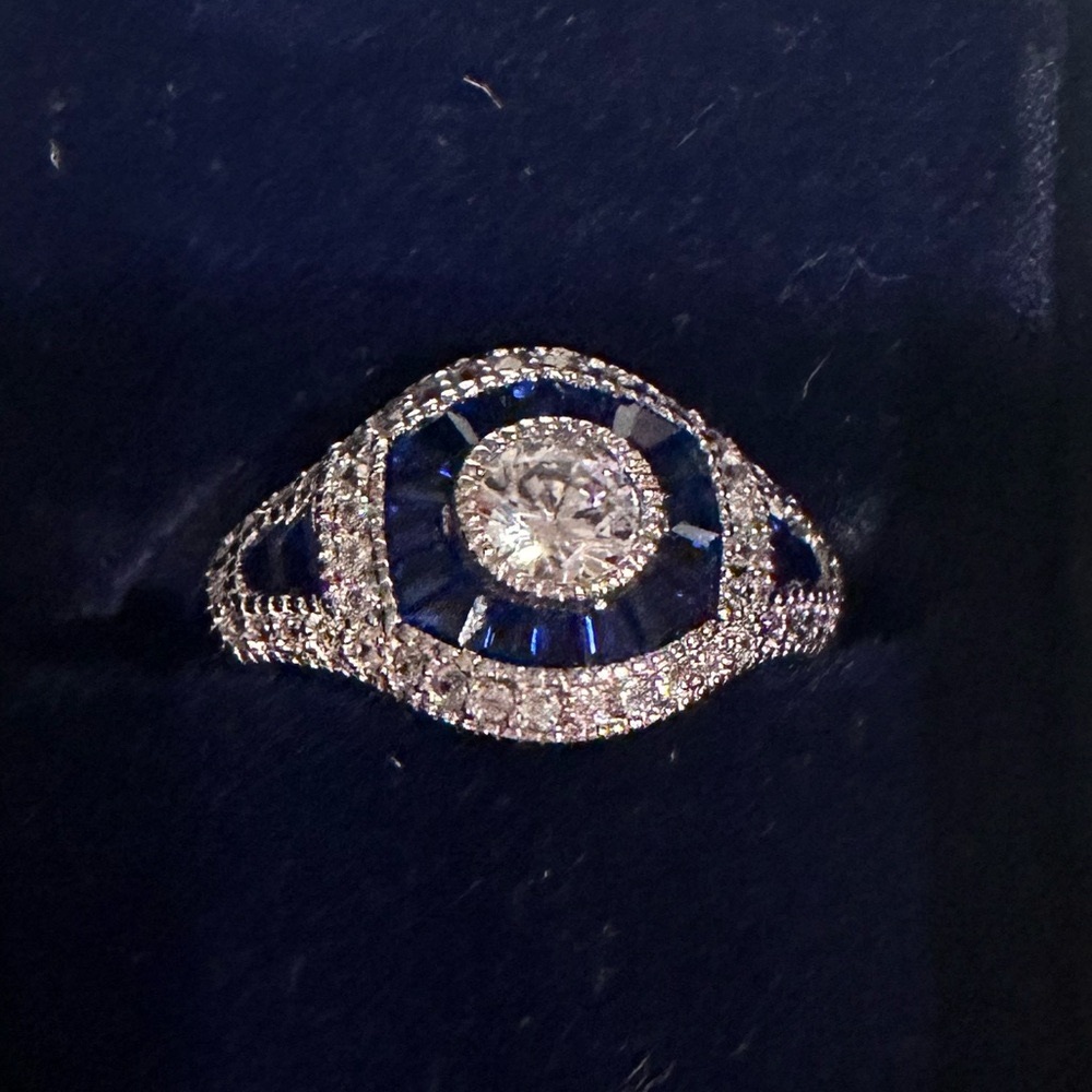 Silver and Sapphire Ring, Size 8